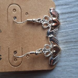 Claddagh Fishhook Dangle Earrings Silver Hands Crown Gold Heart Irish Love NWT